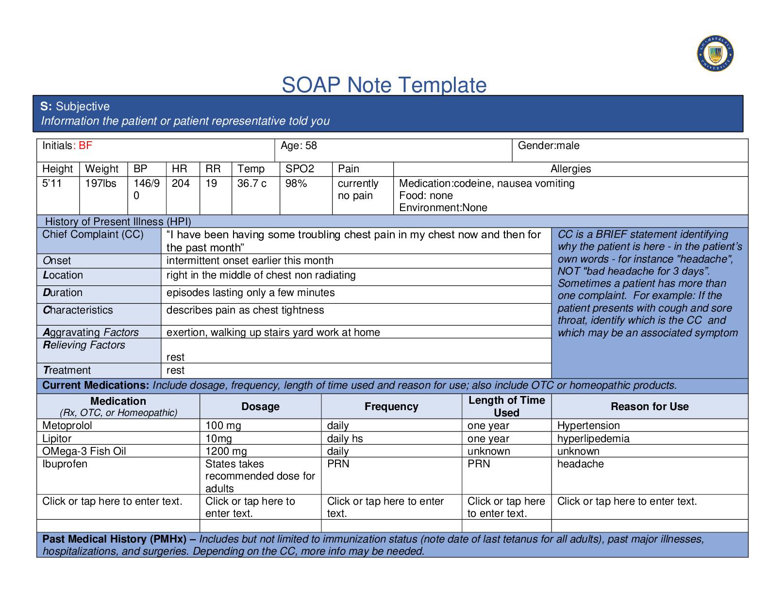 Preview image for NR 509 Week 4 Chest Pain SOAP Note Version 2